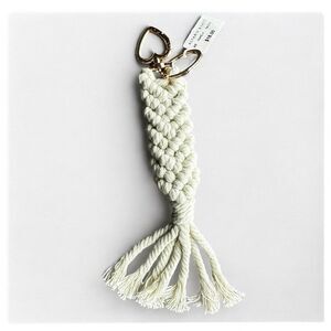 NWT Altar'd State Ivory Cream Macrame Braided Keychain 7.5" Key Ring Purse Charm